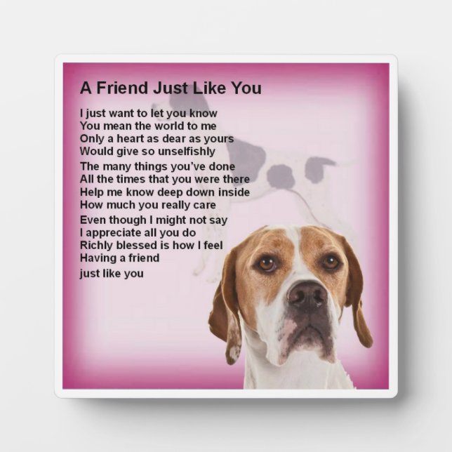 Friend Poem Plaque  -  Pointer Dog  Design (Front)