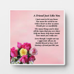 Friend Poem Plaque  -  Roses  Design