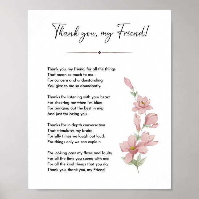 Friend poem, True best friend gift quote Poster (Front)