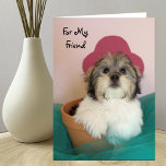 Friend Puppy Birthday Card<br><div class="desc">This adorable friend birthday card features a cute puppy in a flower pot.  Inside the card reads,  "Friends like you make every day special.  Happy Birthday"  A great way to wish your friend a happy birthday.  Copyright Kathy Henis</div>