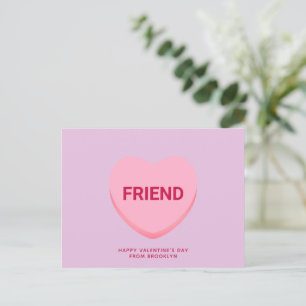 Friend purple conversation heart Valentine's Day Postcard