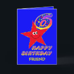 Friend Red Star 6th Birthday Card<br><div class="desc">Cute little red star in blue sky carrying a star filled birthday number will bring a smile to a 6 year old and tickle their fancy. Add the child's name to the front to personalise this birthday greeting card. It will be a treasured keepsake for their special 6th Birthday. Original...</div>