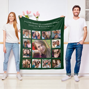 Friend Remembrance Collage Green Fleece Blanket