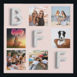 Friend rose gold silver blush photo collage faux canvas print<br><div class="desc">A unique gift for your best friend(s) celebrating your life together with a collage of 6 of your own photos,  pictures. A chic rose gold,  blush pink background.  The letters BFF are written in faux silver with a balloon style font.</div>