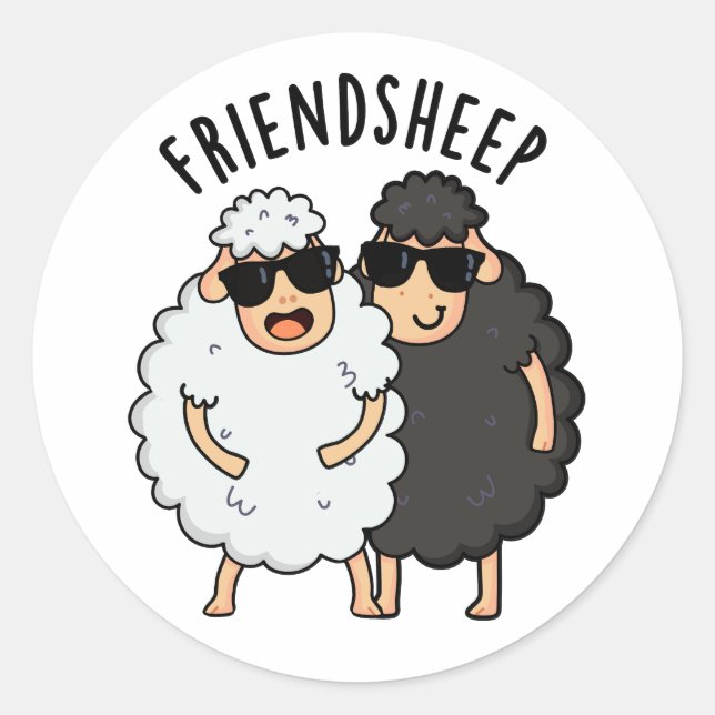 Friend-sheep Funny Sheep Pun  Classic Round Sticker (Front)