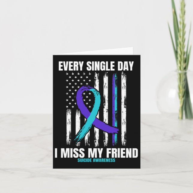 Friend Suicide Awareness Prevention American Flag  Card (Front)
