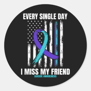 Friend Suicide Awareness Prevention American Flag Classic Round Sticker