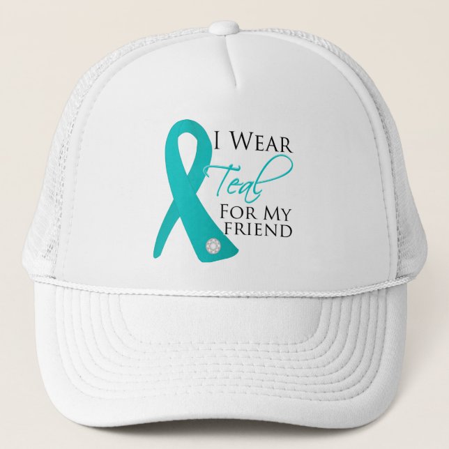 Friend - Teal Ribbon Ovarian Cancer Trucker Hat (Front)