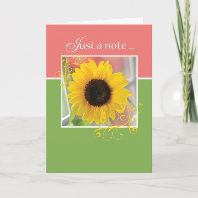 Friend Thanks for Support Just a Note Sunflower Card (Front)