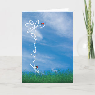 Friend thinking of you daisy with lady bugs card
