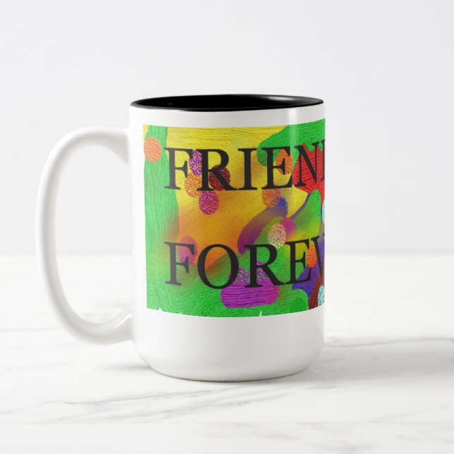 FRIEND Two-Tone Mug, 15 oz Coffee Mug (Left)