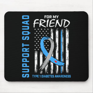 Friend Type 1 Diabetes Shirt American Flag Support Mouse Pad