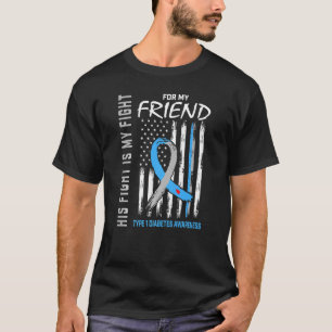 Friend Type One Diabetes Awareness Ribbon Usa Flag T-Shirt