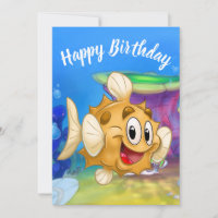 FriendFish cartoon birthday card puff