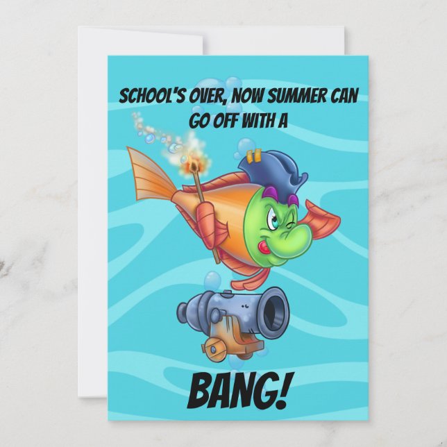 FriendFish cartoon Cute Fish Graduation Card (Front)