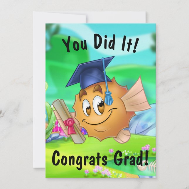 FriendFish cute cartoon fish Graduation Card (Front)