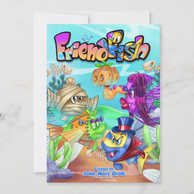 FriendFish cute cartoon fish  Invitation (Front)