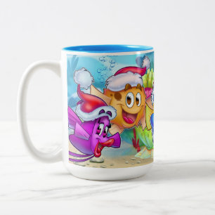FriendFish cute cartoon fish Two-Tone Coffee Mug