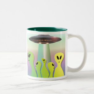 friendly aliens Two-Tone coffee mug