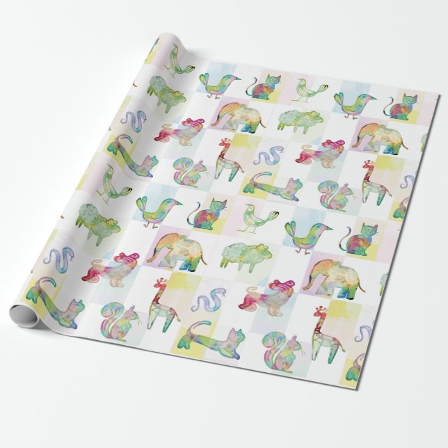 Friendly Animalitos Wrapping Paper (Unrolled)