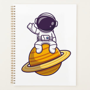 Friendly Astronaut Waving from a Planet Planner