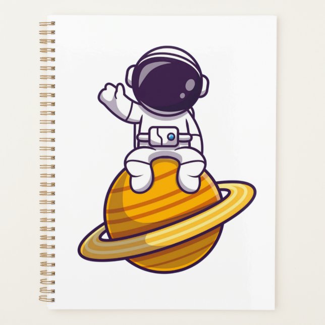 Friendly Astronaut Waving from a Planet Planner (Front)