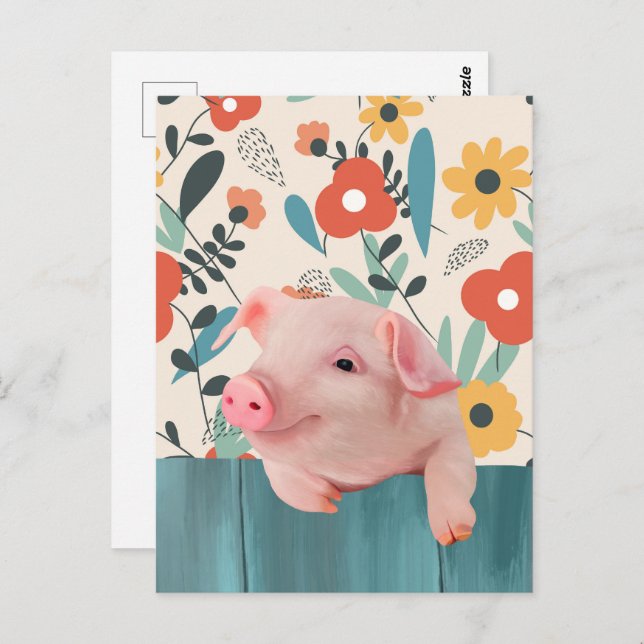 Friendly Baby Pig | Cute Baby Animal Postcard (Front/Back)