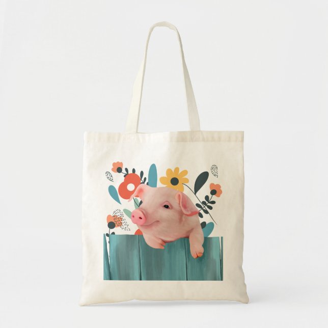 Friendly Baby Pig | Cute Baby Animal  Tote Bag (Front)