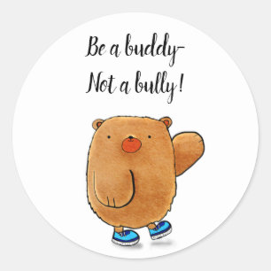 Friendly Be a Buddy Bear Classic Round Sticker