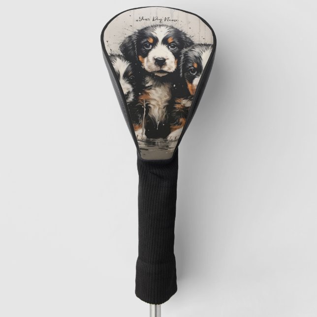 Friendly Bernese Mountain Puppy Dogs  005 - Raimon Golf Head Cover (Front)