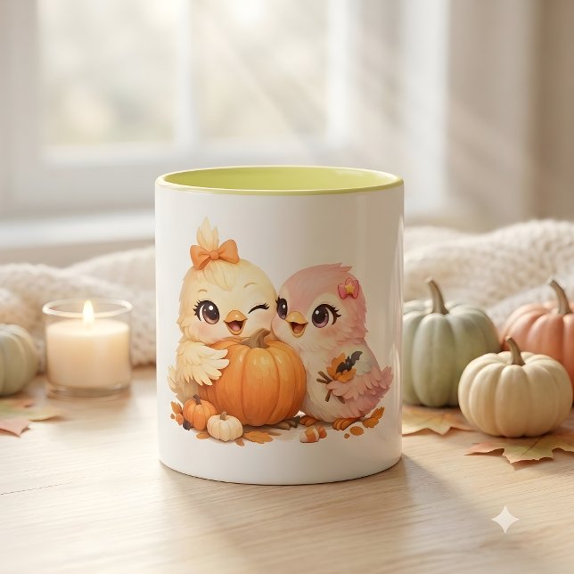 Friendly Bird Duo Halloween Pumpkin Mug (Creator Uploaded)