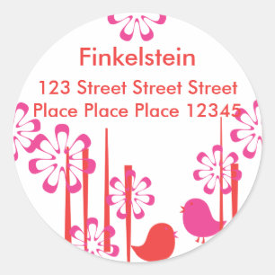 Friendly Birds in  Red and Hot Pink Classic Round Sticker