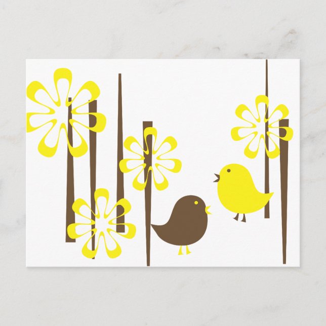 Friendly Birds in Yellow Postcard (Front)