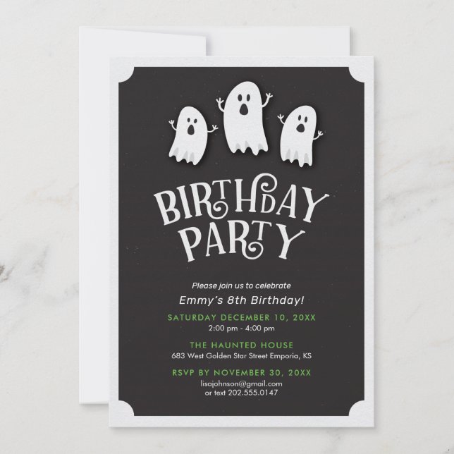 Friendly Birthday Ghost Party Invitation (Front)