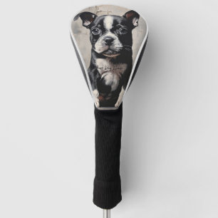 Friendly Boston Terrier Puppy Dogs  004 - Raimon P Golf Head Cover