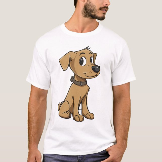 Friendly Brown Cartoon Dog T-Shirt (Front)