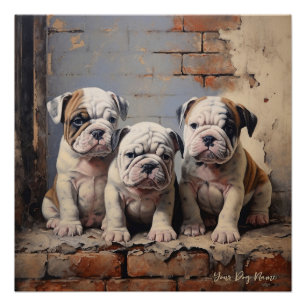 Friendly Bulldog Puppy Dogs 003 - Raimon Paladino Poster