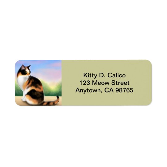 Friendly Calico Cat Customisable Return Address Label