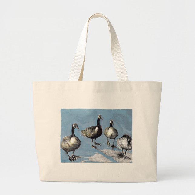 Friendly Canada Geese 2012 Large Tote Bag (Front)
