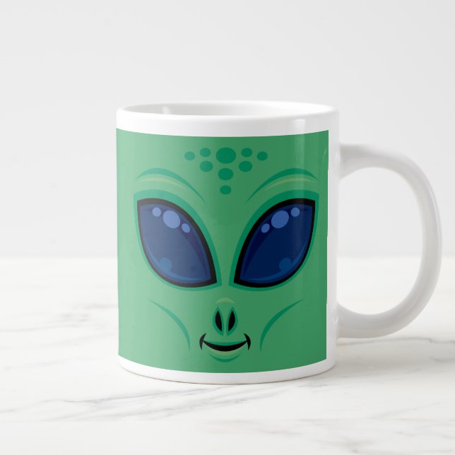 Friendly Cartoon Alien Face Large Coffee Mug (Right)