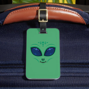 Friendly Cartoon Alien Face Luggage Tag