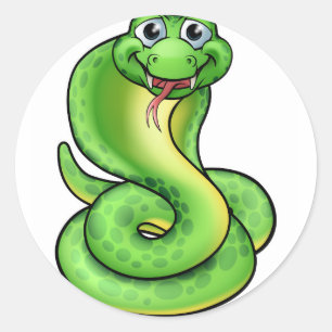 Friendly Cartoon Cobra Snake Classic Round Sticker