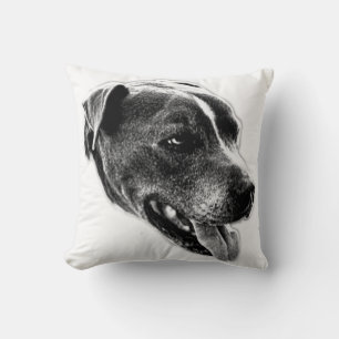Friendly Charm Pitbull Mix Monochrome Pillow