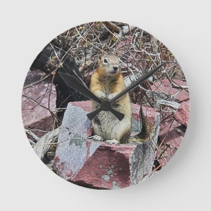 Friendly Chipmunk Round Clock