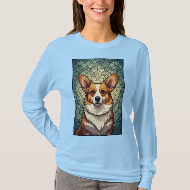Friendly Corgi Dog Portrait T-Shirt (Front)