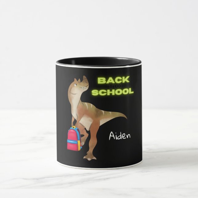 Friendly Dinosaur with Backpack "Back to School"   Mug (Center)