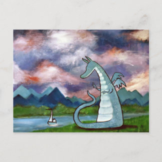 Friendly Dragon Art Postcard Cute Whimsical