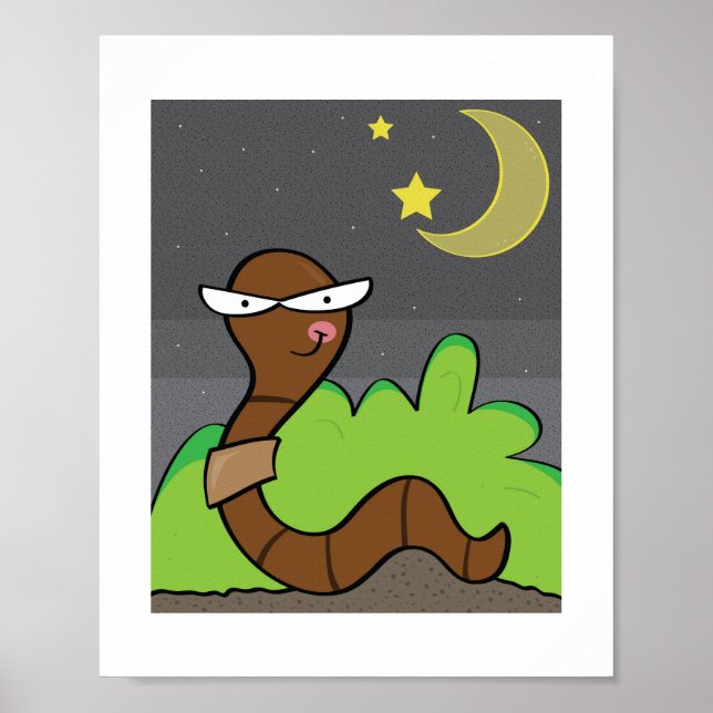 Friendly Earthworm Poster for Kids Decor Projects (Front)