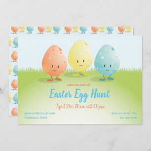 Friendly Easter Egg Hunt Horizontal Cartoon Invitation