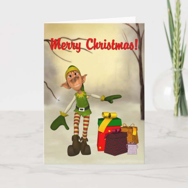 Friendly Elf Christmas Card (Front)